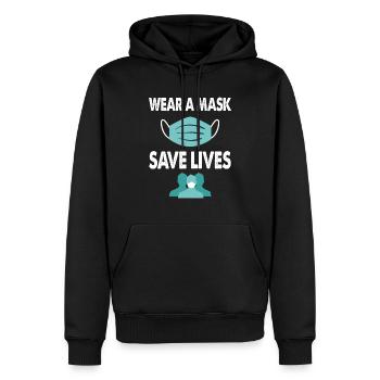Wear A Mask Save Lives Healthy Social Distancing - Men’s Premium Organic Hoodie - black - Front - Nico (187cm)