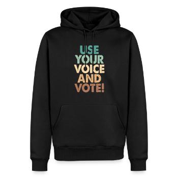 Voting Use Your Voice And Vote - Men’s Premium Organic Hoodie - black - Front - Nico (187cm)