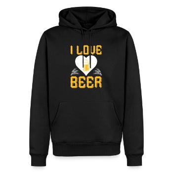 Ich liebe Bier - Männer Premium Bio Hoodie - Schwarz - Vorne - Nico (187cm)
