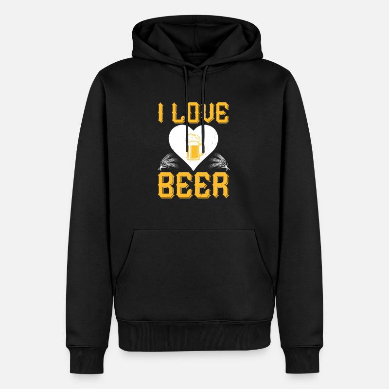 Ich liebe Bier - Männer Premium Bio Hoodie - Schwarz