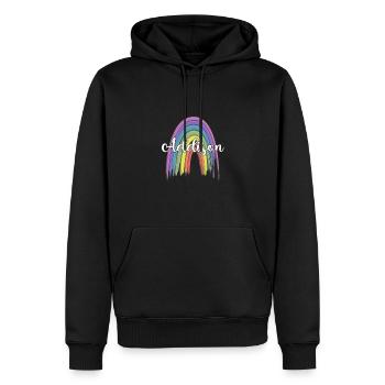 ADDISON Rainbow Cursive - Sweat à capuche Premium bio Homme - noir - Devant - Nico (187cm)