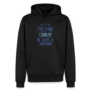 Connerie en Cours Veuillez Patienter - Sweat à capuche Premium bio Homme - noir - Devant - Nico (187cm)