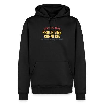 Connerie en Cours Veuillez Patienter - Sweat à capuche Premium bio Homme - noir - Devant - Nico (187cm)