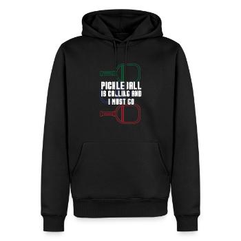 Outdoor Gartenspiel Lustiges Pickleball Design mit - Männer Premium Bio Hoodie - Schwarz - Vorne - Nico (187cm)