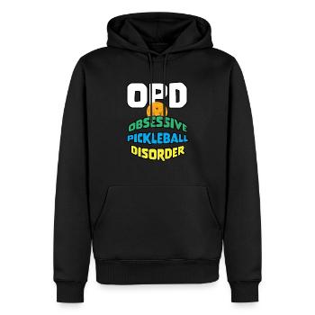 Outdoor Gartenspiel Lustiges Pickleball Design mit - Männer Premium Bio Hoodie - Schwarz - Vorne - Nico (187cm)