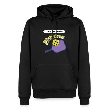 Outdoor Gartenspiel Lustiges Pickleball Design mit - Männer Premium Bio Hoodie - Schwarz - Vorne - Nico (187cm)