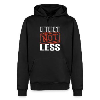 different not less - Men’s Premium Organic Hoodie - black - Front - Nico (187cm)