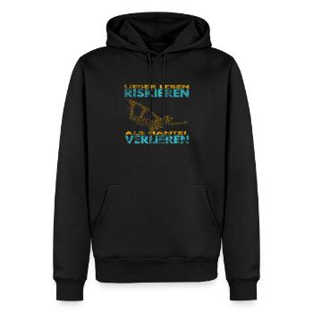 Lieber Leben riskieren, als Hantel verlieren. - Männer Premium Bio Hoodie - Schwarz - Vorne - Nico (187cm)
