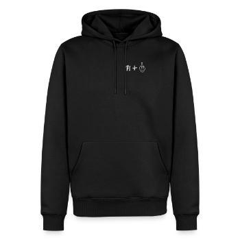 71 + 1 Middlefinger - Männer Premium Bio Hoodie - Schwarz - Vorne - Nico (187cm)