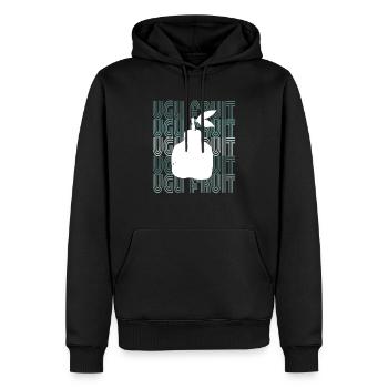 Ugli Fruit Lover Present, Jamaican Tangelo, Ugli F - Männer Premium Bio Hoodie - Schwarz - Vorne - Nico (187cm)