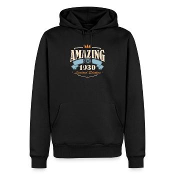 1930 - Männer Premium Bio Hoodie - Schwarz - Vorne - Nico (187cm)