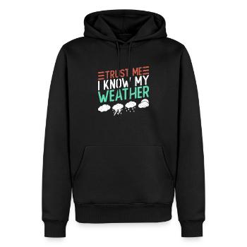 Météorologue Météo Climat Prévisions Météo - Sweat à capuche Premium bio Homme - noir - Devant - Nico (187cm)