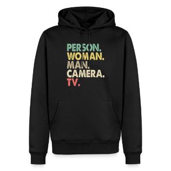 Vintage Person Woman Man Camera TV Political - Men’s Premium Organic Hoodie - black - Front - Nico (187cm)