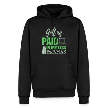 Paid In Pajamas Work From Home Online Worker - Men’s Premium Organic Hoodie - black - Front - Nico (187cm)