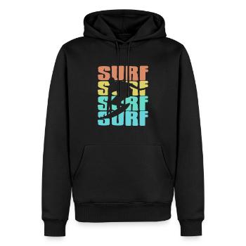 Retro Vintage Surf Surfing T-Shirt Present Gift - Männer Premium Bio Hoodie - Schwarz - Vorne - Nico (187cm)