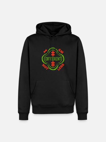 I am different, not less - Men’s Premium Organic Hoodie - black