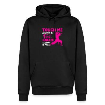 Arts martiaux Touch Me et votre première leçon de karaté - Sweat à capuche Premium bio Homme - noir - Devant - Nico (187cm)
