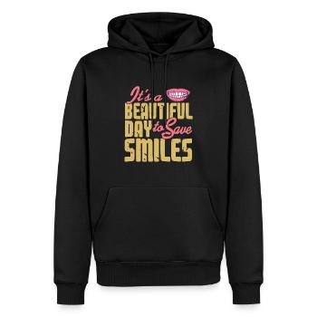 C’est une belle journée pour sauver les sourires Du thé de dentiste - Sweat à capuche Premium bio Homme - noir - Devant - Nico (187cm)