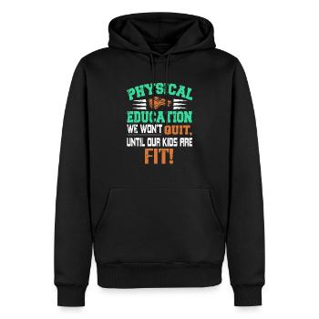P.E Nous n’arrêterons pas tant que nos enfants ne seront pas en forme! Thé - Sweat à capuche Premium bio Homme - noir - Devant - Nico (187cm)