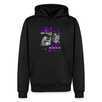 Les anges n’ont pas toujours des ailes, certains ont des moustaches - Sweat à capuche Premium bio Homme - noir - Devant - Nico (187cm)