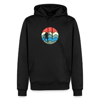 Retro Eighties Beach Surf 80s Vibe Water - Sweat à capuche Premium bio Homme - noir - Devant - Nico (187cm)