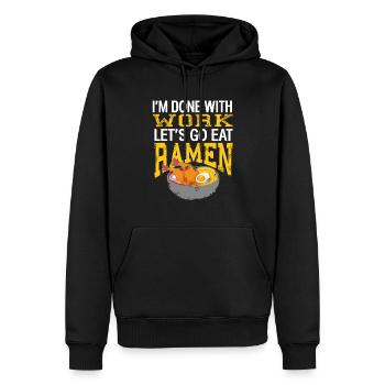J’en ai fini avec le travail Allons manger des ramen drôle de thé - Sweat à capuche Premium bio Homme - noir - Devant - Nico (187cm)