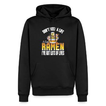 N’a pas besoin d’une vie je mange des ramen drôles d’amoureux des ramen - Sweat à capuche Premium bio Homme - noir - Devant - Nico (187cm)