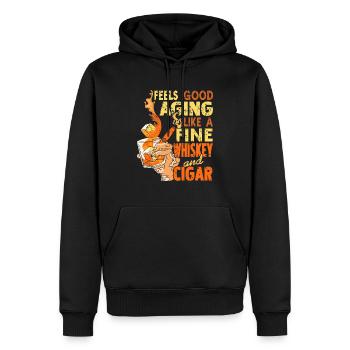 Feels Good Aging Like Fine Whiskey And Cigar - Männer Premium Bio Hoodie - Schwarz - Vorne - Nico (187cm)