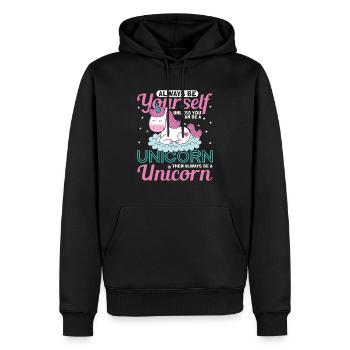 Einhorn - Männer Premium Bio Hoodie - Schwarz - Vorne - Nico (187cm)