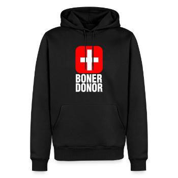 Boner Donor - Men’s Premium Organic Hoodie - black - Front - Nico (187cm)