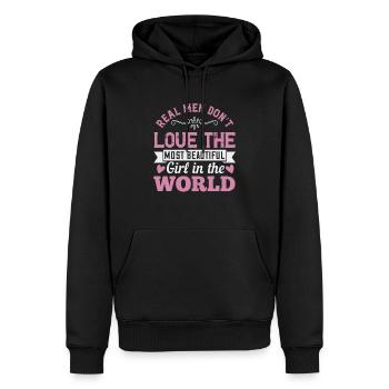 Real men don’t love the most beautiful girl in - Men’s Premium Organic Hoodie - black - Front - Nico (187cm)