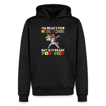 I'm Ready For Middle School Unicorn Back To School - Männer Premium Bio Hoodie - Schwarz - Vorne - Nico (187cm)