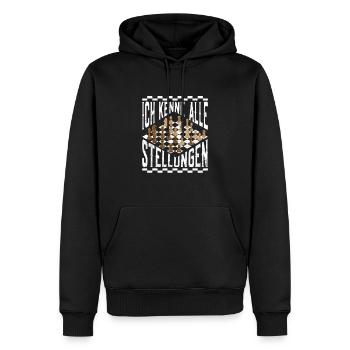 Ich kenne alle Stellungen Schachspiel König Schach - Männer Premium Bio Hoodie - Schwarz - Vorne - Nico (187cm)