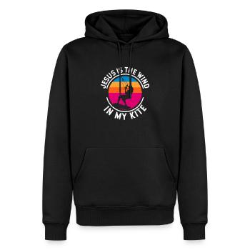 Église Kitesurf Christ Jésus est le vent - Sweat à capuche Premium bio Homme - noir - Devant - Nico (187cm)