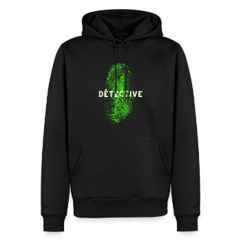 DÉTECTIVE EMPREINTE DIGITALE ADN - Sweat à capuche Premium bio Homme - noir - Devant - Nico (187cm)