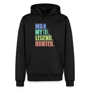 Retro Vintage Man. Myth. Legend. Hunter. Design - Männer Premium Bio Hoodie - Schwarz - Vorne - Nico (187cm)