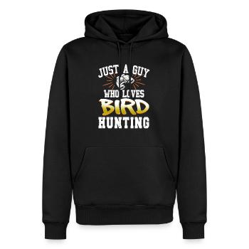Vintage Juste un gars qui aime le thé de chasse aux oiseaux - Sweat à capuche Premium bio Homme - noir - Devant - Nico (187cm)