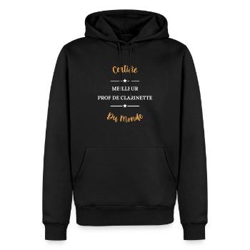 Certifié meilleur prof de clarinette du monde - Sweat à capuche Premium bio Homme - noir - Devant - Nico (187cm)