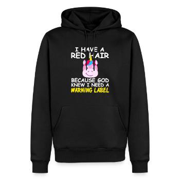 J’ai les cheveux roux Drôle de licorne Designs Thé - Sweat à capuche Premium bio Homme - noir - Devant - Nico (187cm)