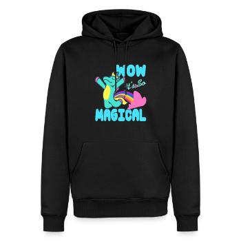 WOW C’est tellement magique Génial Licorne T-Shirt - Sweat à capuche Premium bio Homme - noir - Devant - Nico (187cm)