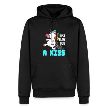 I Just Blew You A Kiss Cute Vintage Unicorn Tee - Männer Premium Bio Hoodie - Schwarz - Vorne - Nico (187cm)