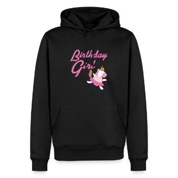 Cute Awesome Unicorn Birthday Girl T-Shirt Present - Männer Premium Bio Hoodie - Schwarz - Vorne - Nico (187cm)