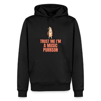 Drôle de chat de musique animale - Sweat à capuche Premium bio Homme - noir - Devant - Nico (187cm)