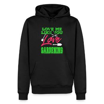 Aimez-moi comme vous aimez jardiner Vintage Drôle - Sweat à capuche Premium bio Homme - noir - Devant - Nico (187cm)