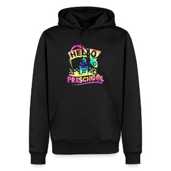 Bonjour Pre School Retour à l’école - Sweat à capuche Premium bio Homme - noir - Devant - Nico (187cm)