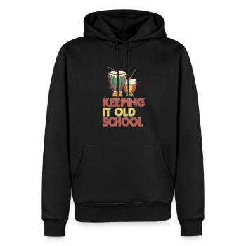 Keeping It Old School Afrobeat Djembe T-Shirt - Männer Premium Bio Hoodie - Schwarz - Vorne - Nico (187cm)