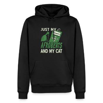 Just My Afrobeats And My Cat Vintage T-Shirt - Männer Premium Bio Hoodie - Schwarz - Vorne - Nico (187cm)