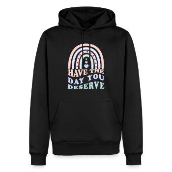 Have The Day You Deserve Passez la journée méritez - Sweat à capuche Premium bio Homme - noir - Devant - Nico (187cm)