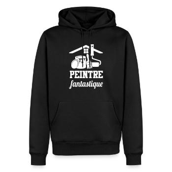 Cadeau femme peintre fantastique - Sweat à capuche Premium bio Homme - noir - Devant - Nico (187cm)