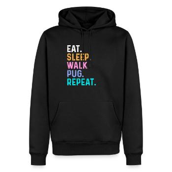 Eat Sleep Walk Pug Repeat - Men’s Premium Organic Hoodie - black - Front - Nico (187cm)